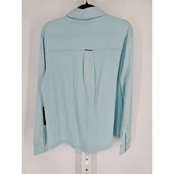 Fabletics Mens Sz L The Dash Long Sleeve Button Up Shirt Light Blue NEW - Picture 4 of 4